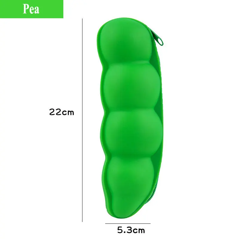 Creative Zipper Silicone Pencil Case Eggplant Peas Bean Pod Corn Carrot Shape Kawaii Student Pen Storage Bag Organizer Kids Gift