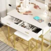 Vanity Desk with Mirror and 10 Led Lights Charging Station Makeup Table Set with Lighted Mirror 3 Lighting Modes 2 Drawers 5