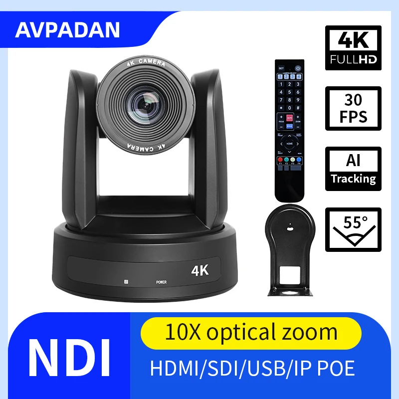 4K UHD 카메라 10X 광학 줌 HDMI SDI USB3.0 네트워크 라이브 스트리밍 회의실 교회용 PTZ 비디오 카메라