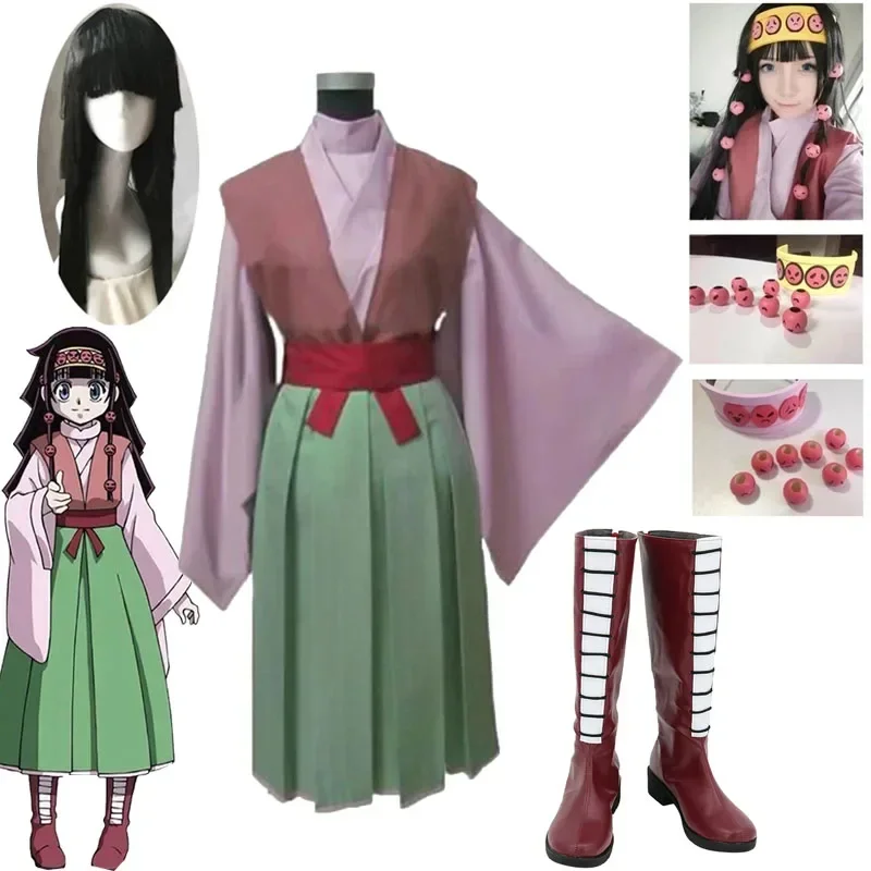 

Kostum Cosplay Aluka Zoldyck Sepatu Bot Pakaian Wig Pakaian Rambut Aruka Zorudiku Seragam Manik-manik Hiasan