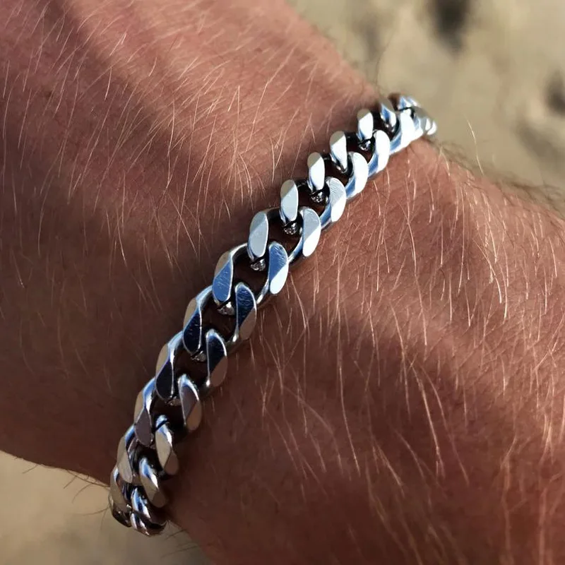 Bangle Jewelry Trendy Cuban Chain Men Bracelet Classic Stainless Steel 3/5/7mm Width Chain Bracelet for Men Women Jewelry Gift stainless steel bracelet,metal bracelet