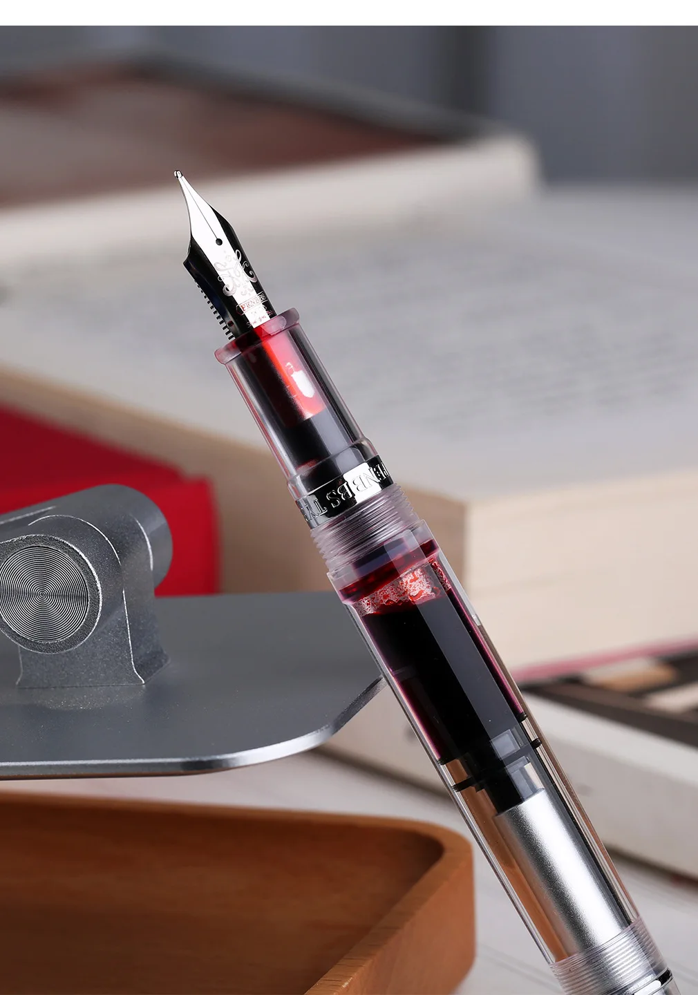 PENBBS 556 Piston Fountain Pen - Large Capacity Transparent Acrylic Ink-absorbing Nib Pen