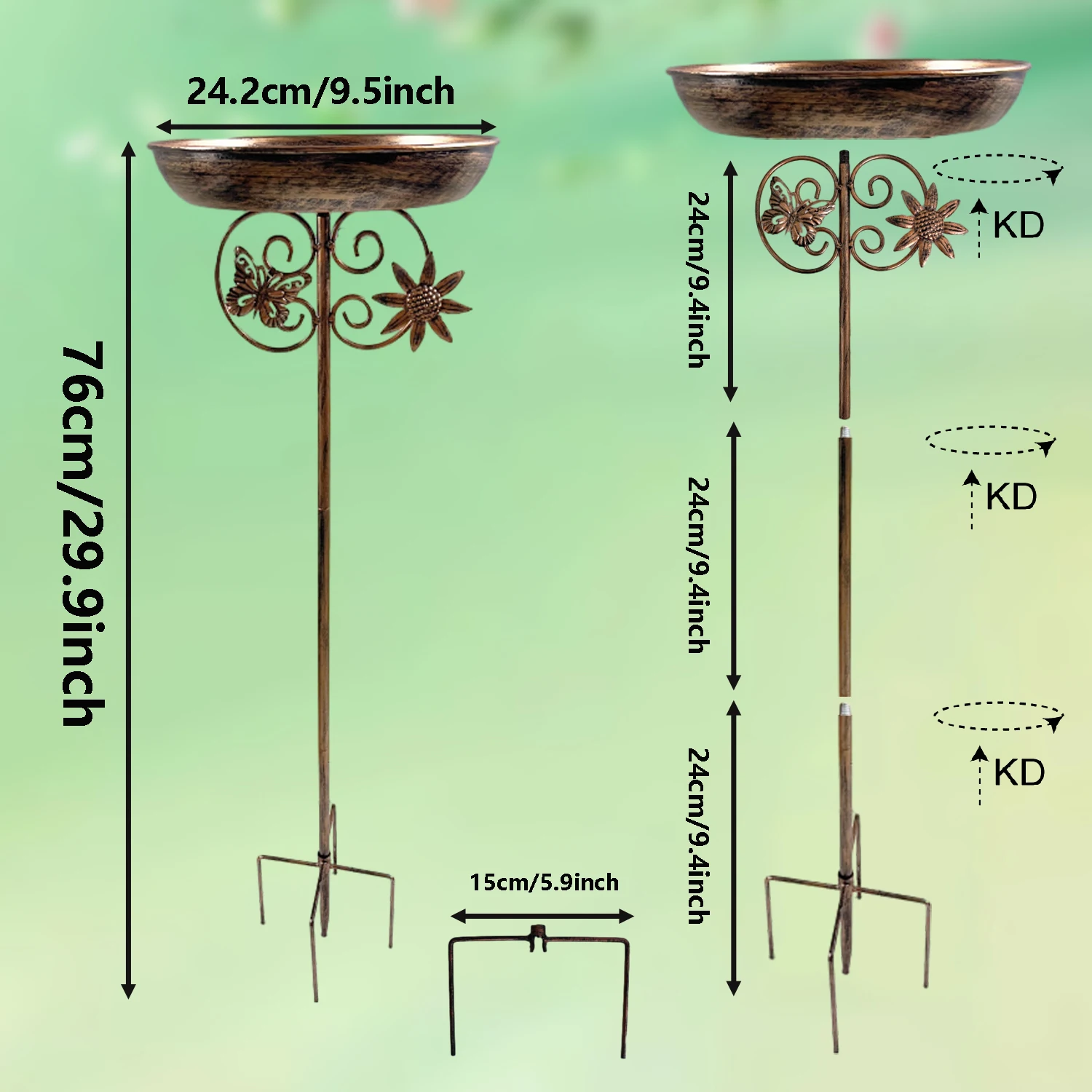 Copper Wrought Iron Bird Bath & Feeder 3
