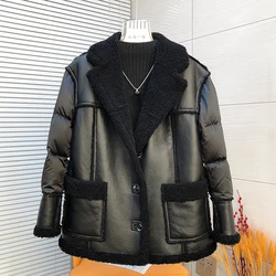 2024 Women Winter Warm Real Natural Merino Sheep Fur Coat Goose Down Jackets Thick Coat Female Outwea Puffer Jackets