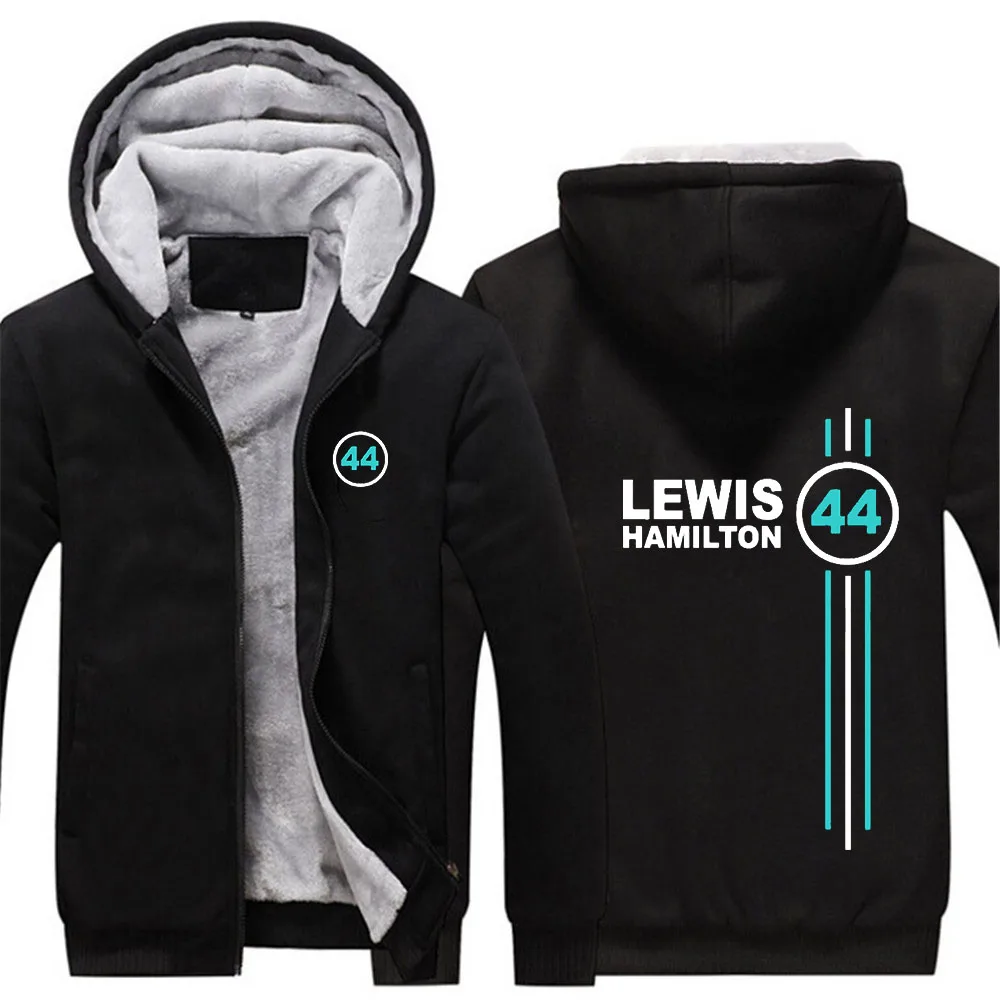 

F1 driver Lewis Hamilton digital 44 New Winter Hight Quality Thicken Parkas Men Hooded Overcoat Jacket Warm Casual Padded Coats