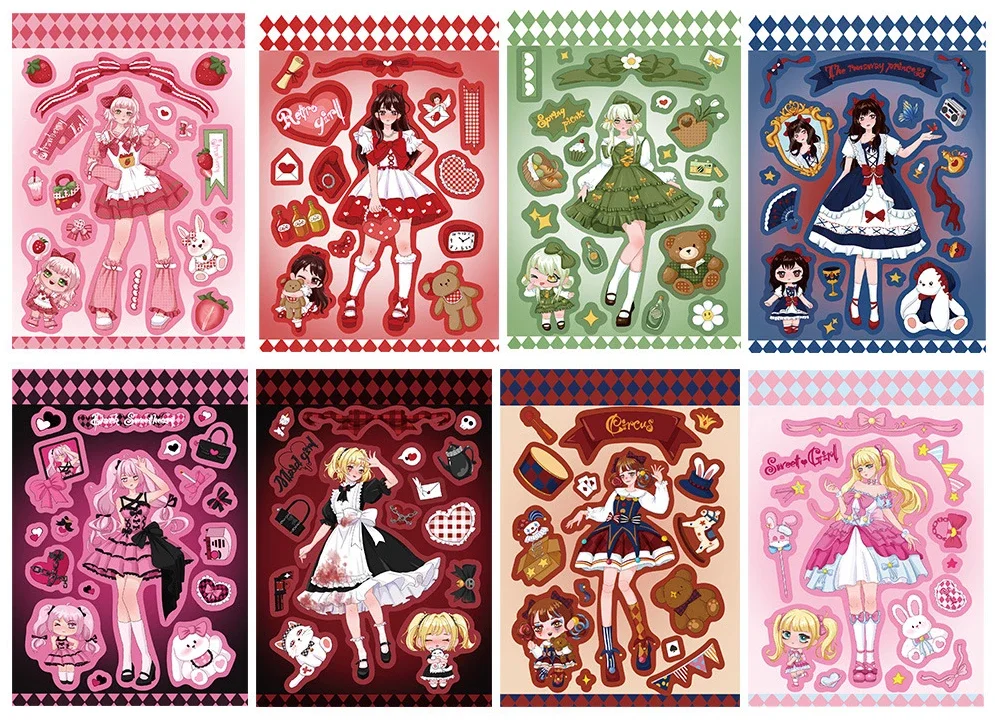

8pcs A Set Girl Guka Character Sticker DIY Handbook Phone Case Decoration Korean Style
