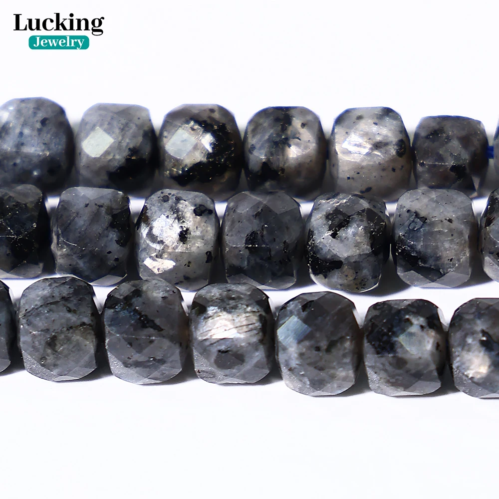 A+ Natural Larvikite Black Labradorite 6.5-7mm Square Faceted Silver Flash Beads for DIY Jewelry, Protection Stone Crafts 2