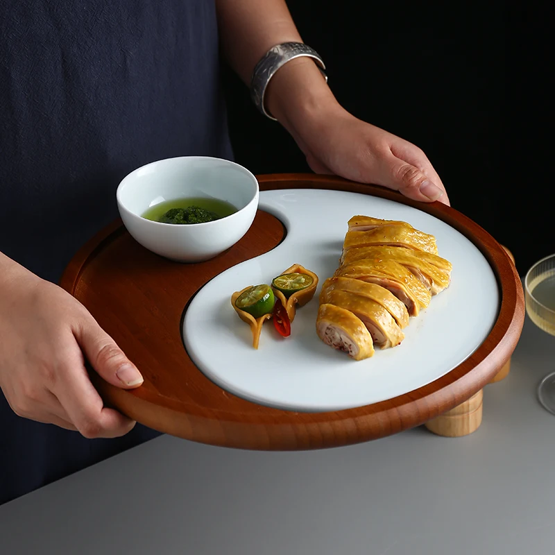 

Набор керамических обеденных тарелок неправильной формы, круглая специальная посуда, китайская кухня, тарелка для холодной посуды, Ресторан