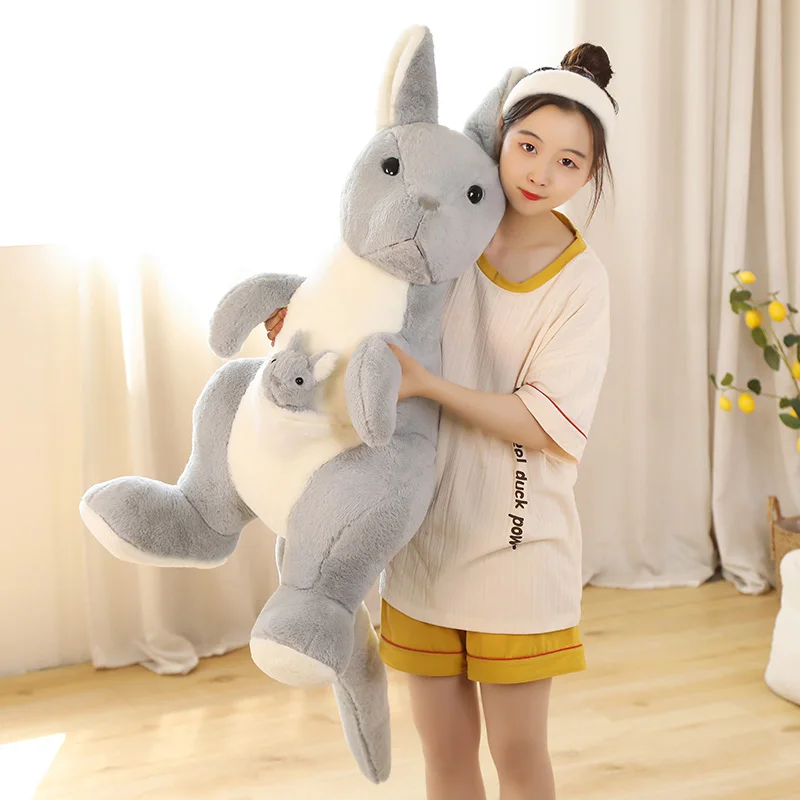 Hot 1pc 45cm-80cmCute Mother Child kangaroo Plush Toys Kawaii Big Size Kangaroo Plushie Pillow Stuffed Dolls for Children Baby