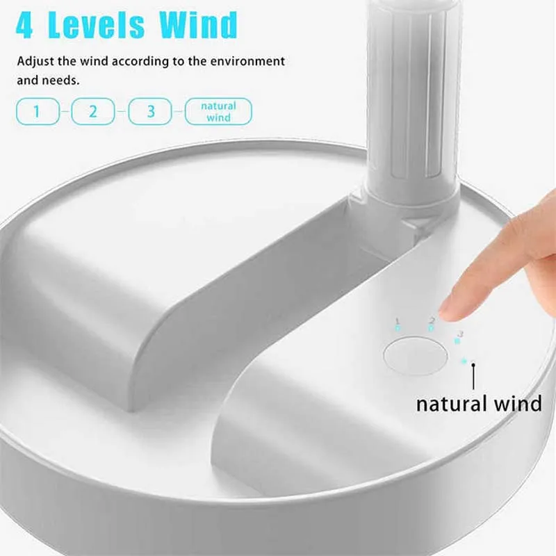 Foldable Telescopic Wireless Portable Desk Fan Usb Rechargeable Built-In Battery Oscillating Standing Air Cooling Fan 4