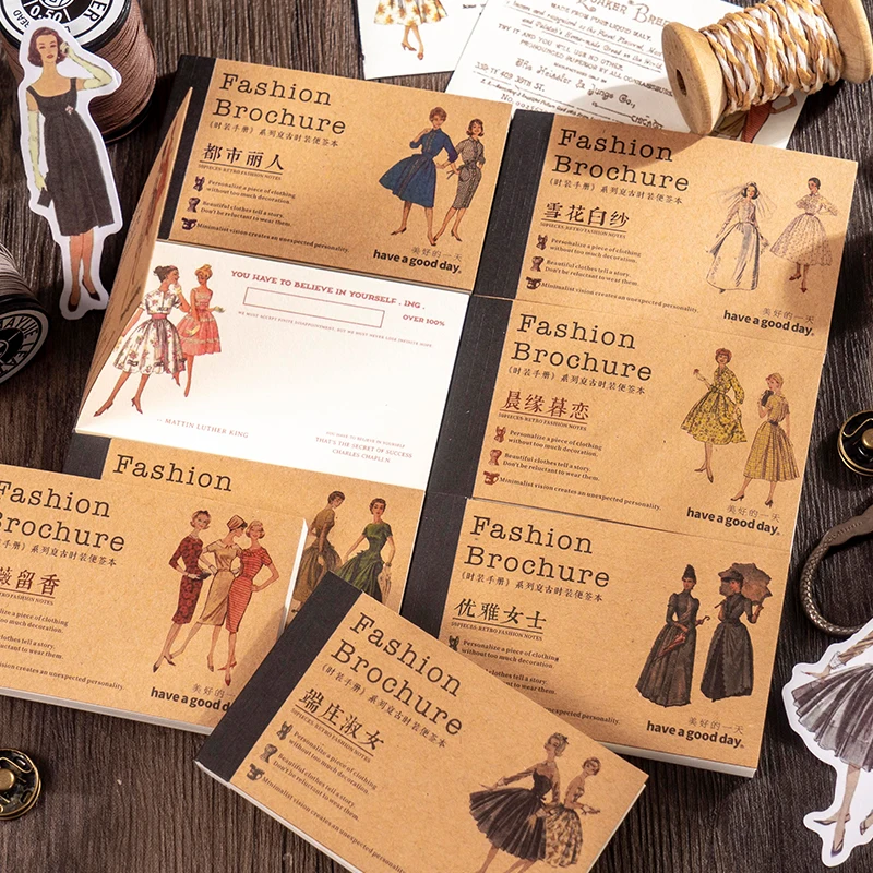 

Dimi 50Sheets/Book Retro Brochure Fashion Memo Pad Light Paper Vintage Deco Scrapbooking DIY Collage Background Material Paper