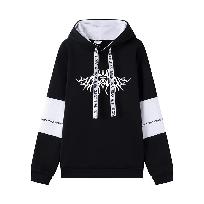 Men's Black White Hooded Sweatshirt and Sweatpants Tracksuit
