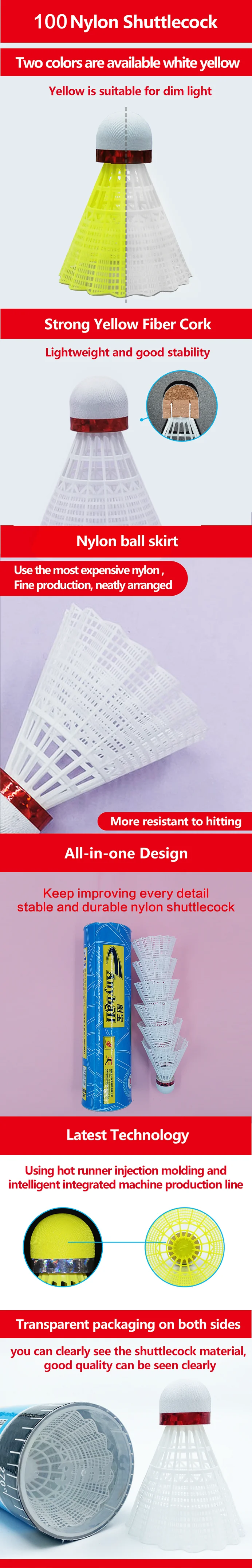 Petecas de badminton em nylon de alta estabilidade para sport_voghion.com