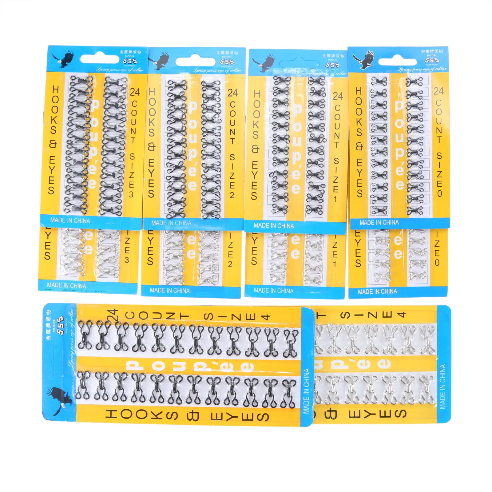 48 Sets 7/8/9/10mm Sewing Hook and Eye Metal Buckle Button Fastener Dress/Costume/Collar/Bag/Shirt Garment Sewing Accessories