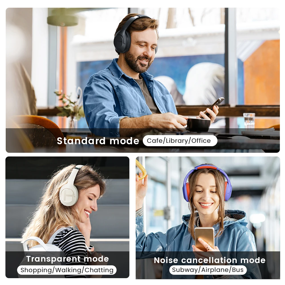 Haylou S35 Anc Auscultadores sem Fio Bluetooth 42db Anc Enc Over-ear Auscultadores Cancelamento de Ruído 60h Playtime Auscultadores Homens Mulheres - Image 4