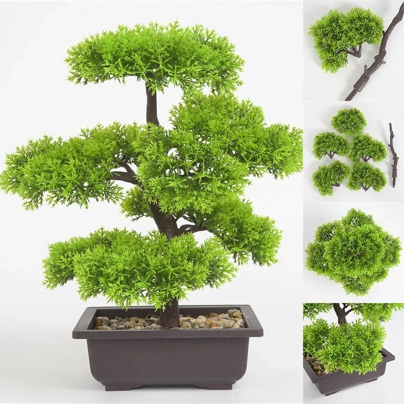 

Simulation Pine Needles Cypress Plants Bonsai Fake Flower Artificial Plants Pots Interior Home Living Room Creative Decoration