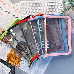 A5/A6 6 Reliure À Anneaux À Feuilles Mobiles Cahier Couverture Transparente PVC Cahier BRICOLAGE Nominative Classeur Organisateur Livre Papeterie 