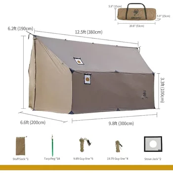 OneTigris TEGIMEN Hammock Hot Tent with Stove Jack Spacious Versatile Wall Tent Snow Skirt 3000mm Waterproof Zippered Tent 3