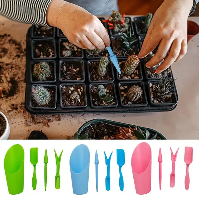 Zamatos Szerszámok 4Db Mini Ültetési Eszközök Kertészet Ültetvényes Szett Növények Bonsai Műtrágya Fúrókert Szerszám