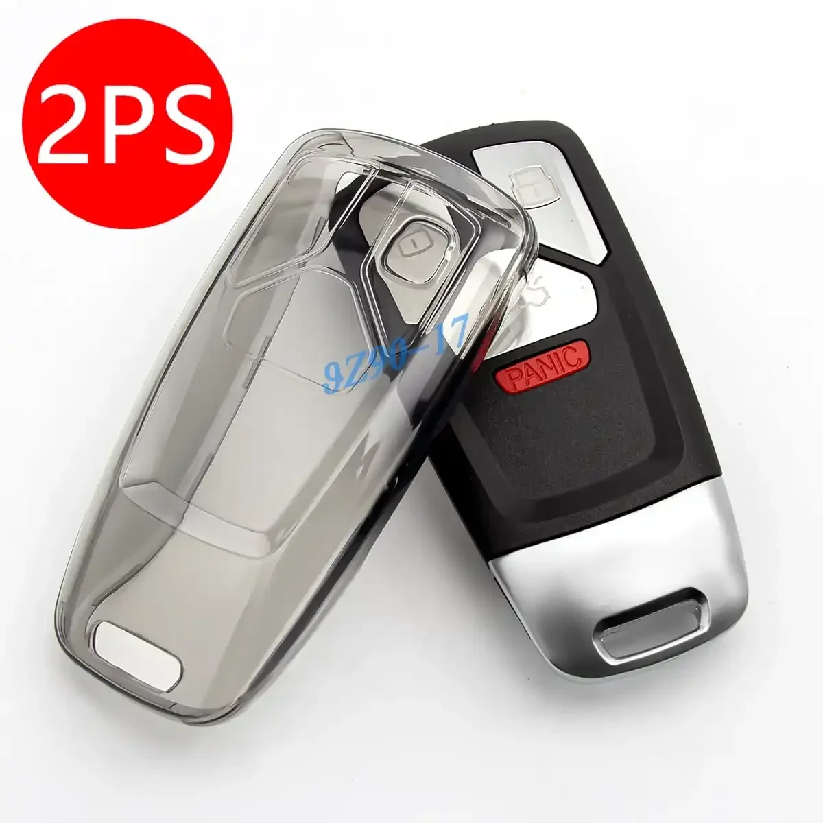 Sleek Black Transparent Key Fob Case Cover with Keychain Attachment