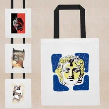 

Sculpture Print Shopping Bag Casual Kawaii David Tote Bag Women Portable Sundries Cloth Bag Shopper Handbag Canvas Shoulder Bags