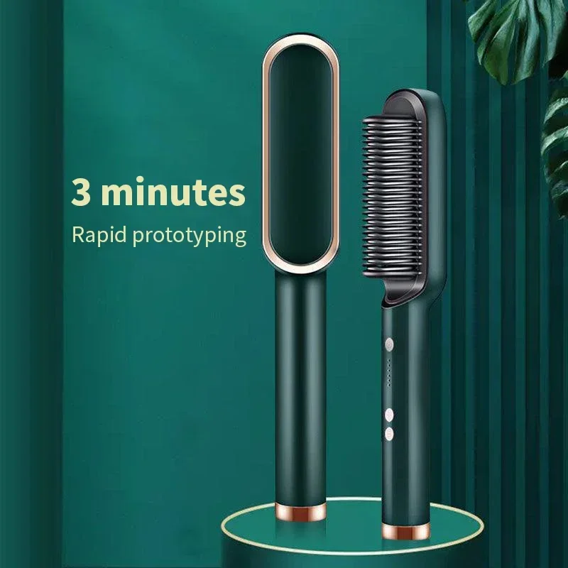 New Hair Straightener Brush Electric Hair LCD Hot Brushes Hot Comb Straightener For Hair Beard Curler Flat Iron Heating 3