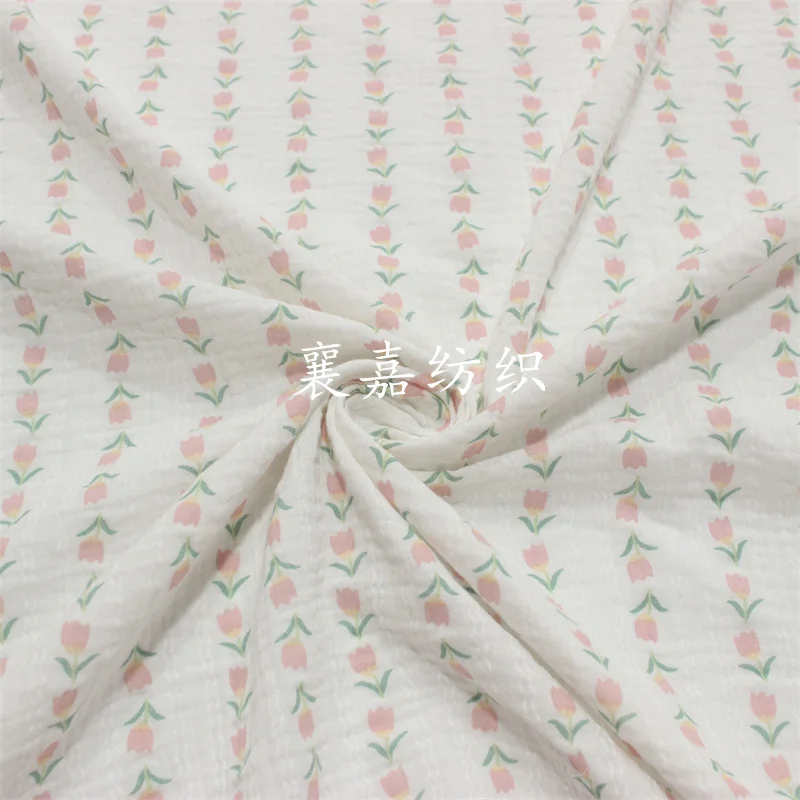135x50cm 부드럽고 편안한 튤립 프린트 디자인 면직물, DIY 프로젝트용 홈 데코레이션 수면복 재봉 천