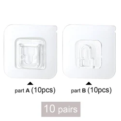 Double - Sided Self - Adhesive Wall Hooks for Kitchen and Bathroom Organization (10pairs)