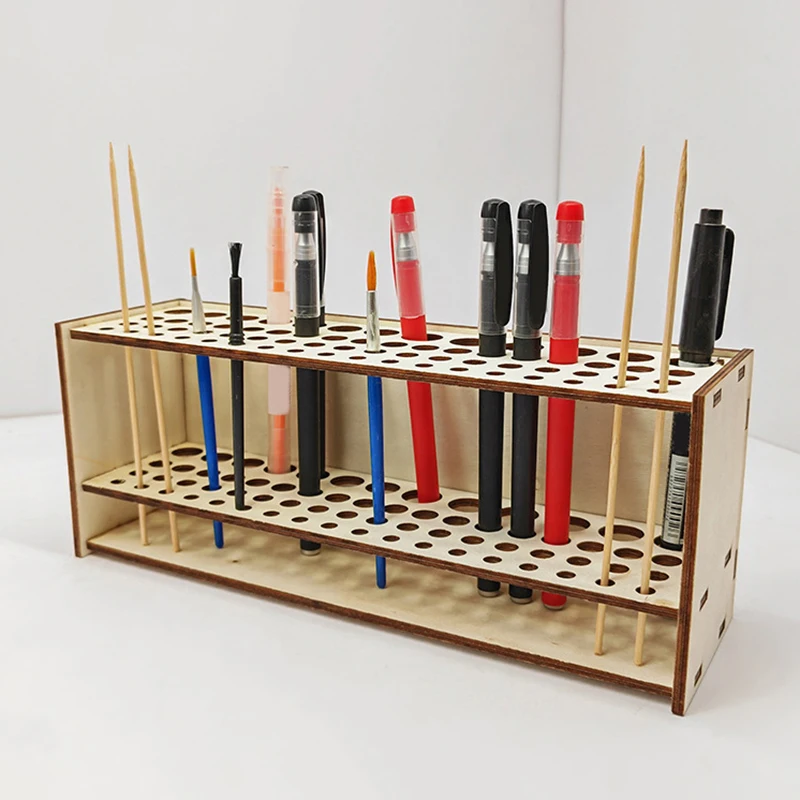 Paint Brush Holder For Artist, 67 Hole Wooden Desk Stand Paintbrush Organizer, Square Paint Brush Storage, Art Supply Organizer For Pens, Paint Brushes