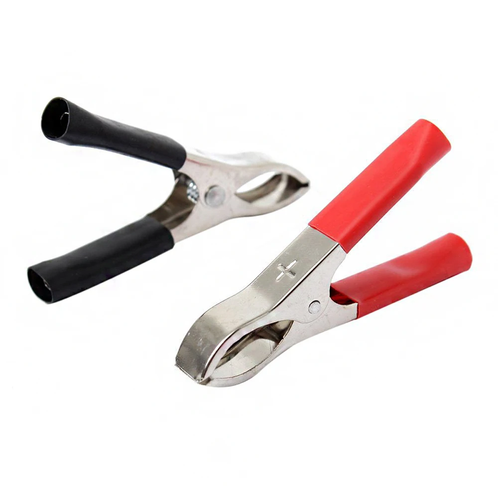 Crocodile Alligator Clips 2pcs 50A Red + Black 80mm For Car Battery Test