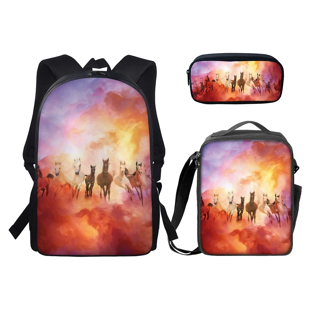 Hip Hop Harajuku Funny Starry Sky Animal 3pcs/Set Backpack 3D Print Student Bookbag Travel Laptop Daypack Lunch Bags Pencil Case