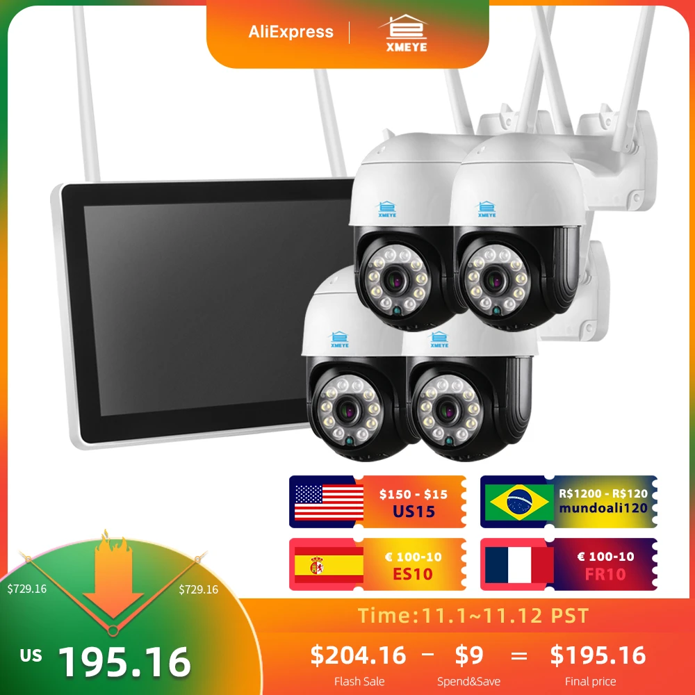 Xmeye Por 3mp Wireless Ip Camera System Kit Twoway Voice Audio Wifi