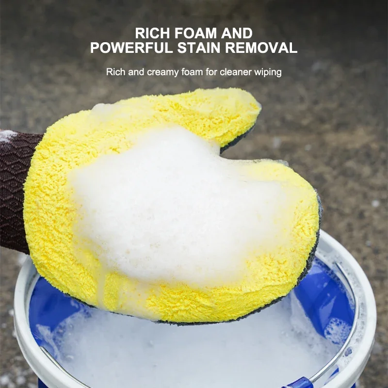 Car Wash Glove Double-Faced Coral Fleece Auto Cleaning Mitt Soft Gloves Window Door Glass Paint Auto Cleaner Care Products
