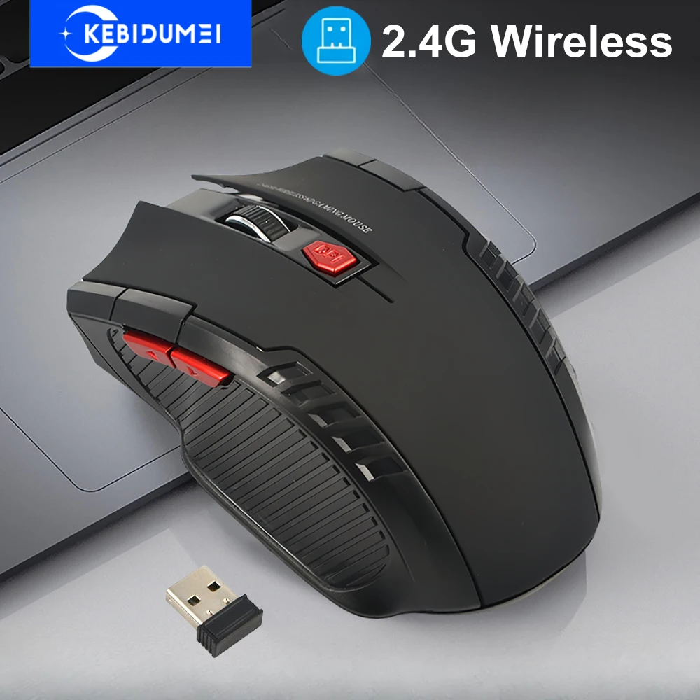 2.4G Wireless Mouse 6 Buttons Gaming Mouse Office Mouse 800-1200-1600 DPI Optical Mice with USB Receiver for Laptop Macbook 1