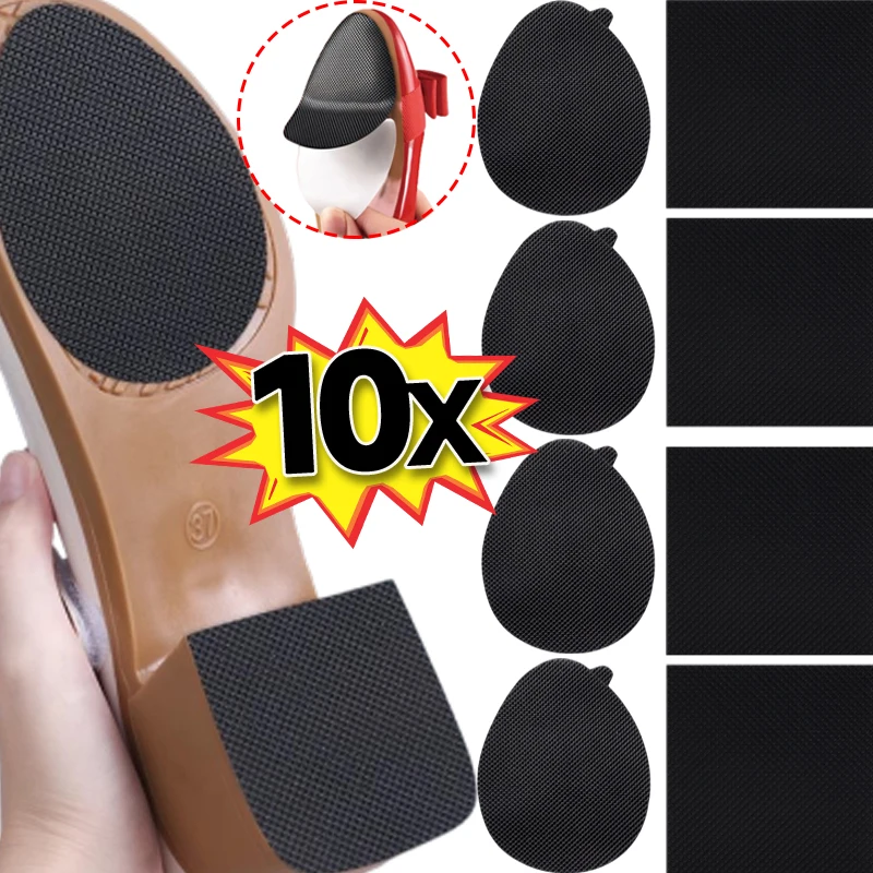 2/10pcs Shoe Sole Wear-resistant Protector Black High Heel Sandal Rubber Non-slip Outsole Pad Frosted Mat Shoes Bottom Stickers