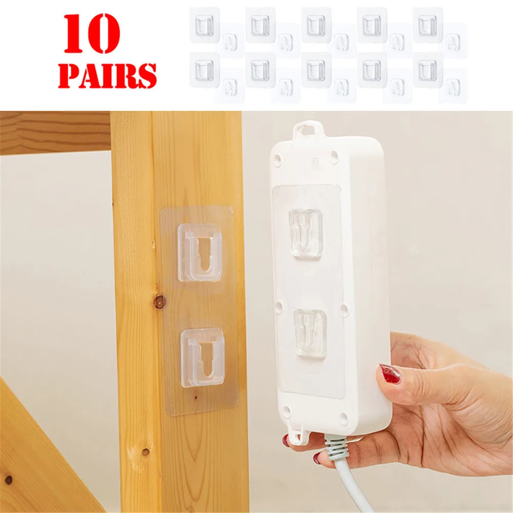 Ganchos de pared adhesivos de doble cara, colgador de ganchos fuertes, ventosa, soporte de almacenamiento de pared para cocina y baño, 10/5/1 pares