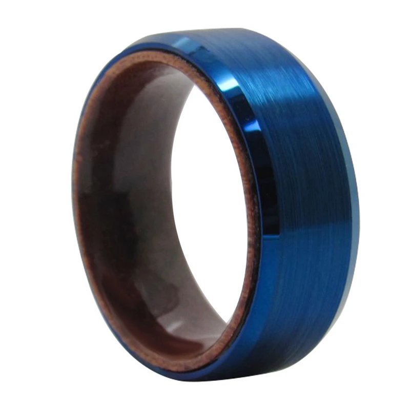 Fashion Tungsten Carbide Rings Electric Blue Inner Sleeve Red