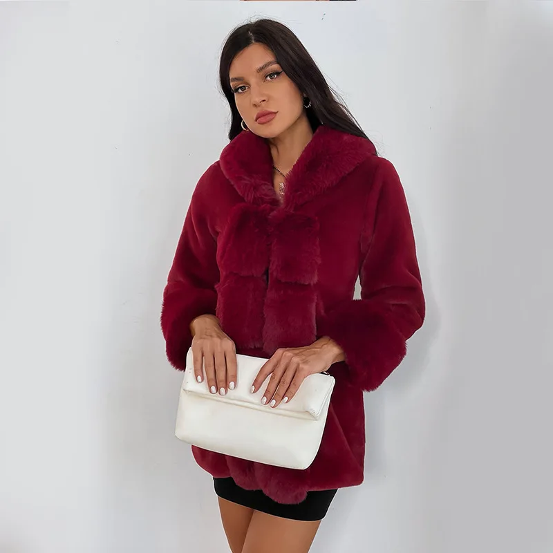 Imitation Fur Jacket European and American Women's Clothing Young and Fashionable Patchwork Artificial Fox Fur Jacket