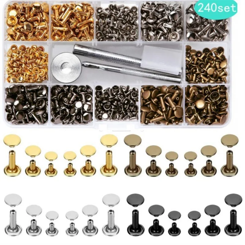 120 Sets Leather Rivets, Double Cap Rivet 4 Colors 3 Sizes Metal Studs with  Fixing Tools for DIY Leather Craft - AliExpress