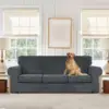 Stretch Velvet Chesterfield Couch Cover with Seat Cushion Cover for Curved Settee Armchair Vintage Style Sofa Cover 2