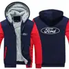 Sweatshirt Coat Pullover Tops Ford car logo 2022 Men's New Winter Long Sleeves Print Thicken Warmer Jacket Sport Hoodies Zipper 4