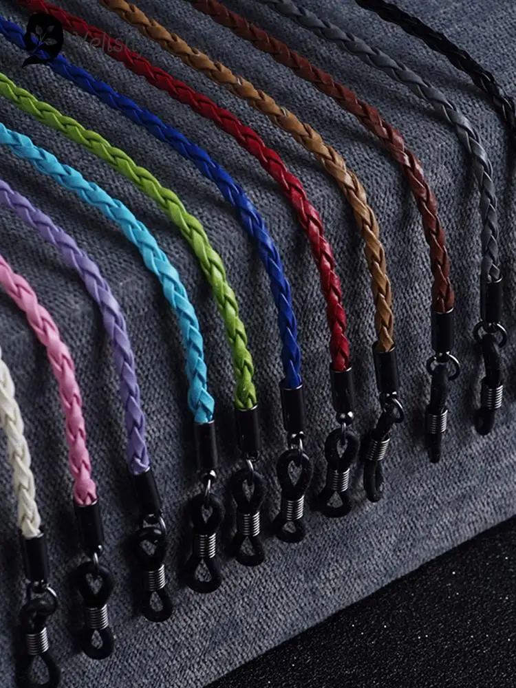 Glasses Straps Thick Twist Sunglasses Leather Rope Chain Eyewear Braided Lanyard Strap Outdoor Sports Non-slip