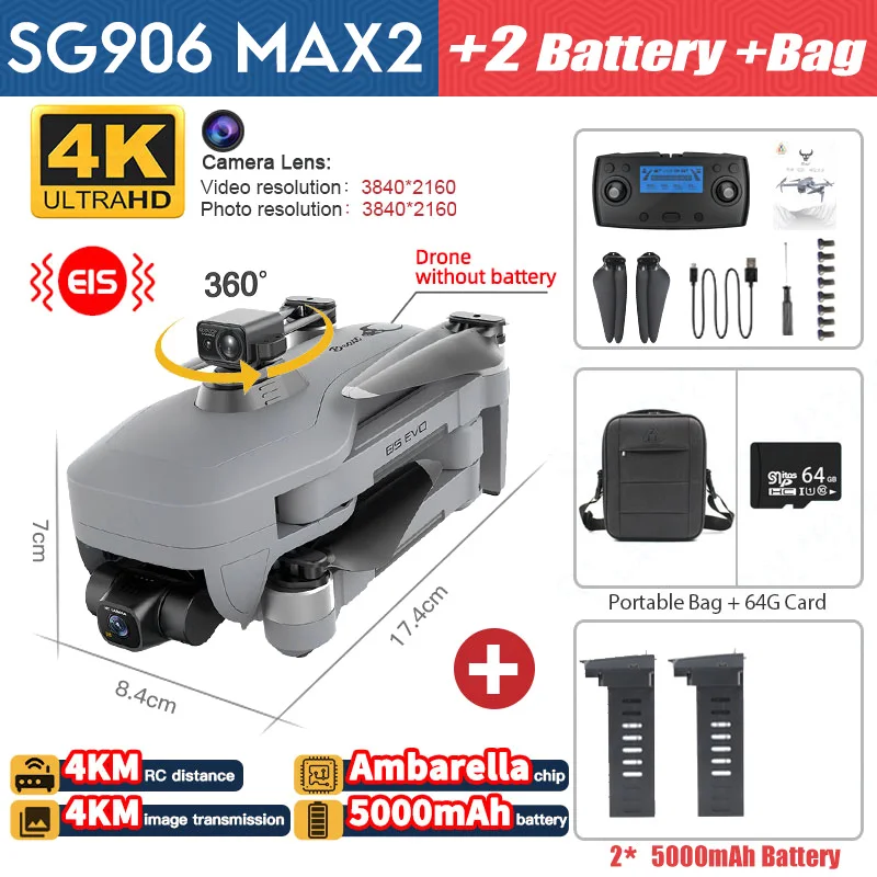 NEW SG906 MAX2 RC Drone Professional FPV 4K Camera Drones with 3-Axis Gimbal 5G WiFi Brushless GPS Quadcopter Obstacle Avoidance hx750 drone control RC Quadcopter