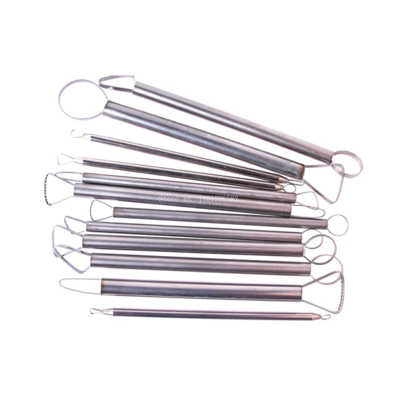 Pottery Sculpting Tools Clay Sculpting Tools Pottery Tools Clay Craft Tool Pottery Stainless Steel Clay Sculpture Scraper 12pcs DIY Ceramic Doll Model Repair Billet Pull Billet Sculpture Molding