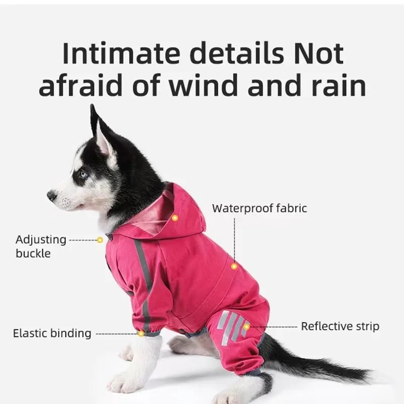dog raincoat Dog Raincoat Pet Waterproof Raincoat Night reflection Windproof coat Pets Outwear Four Legged Hardshell jacket Solid Clothes