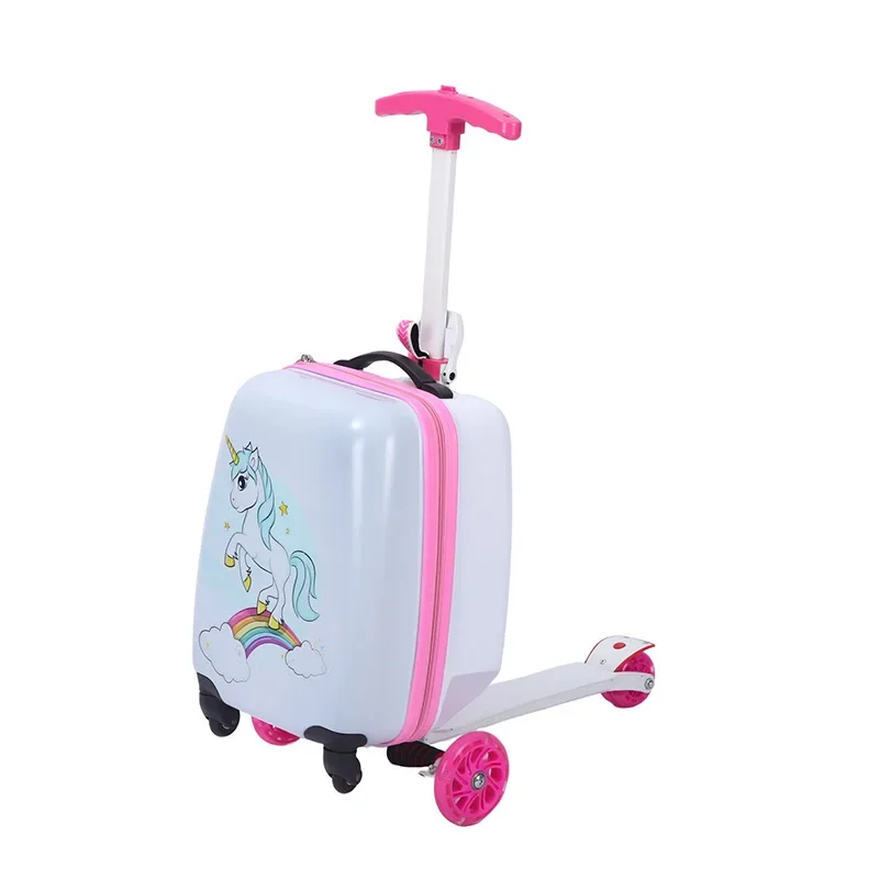 

Kids Cartoon Scooter Luggage Travel Rolling Bag Skateboard Suitcase bag for children luggage ride trolley case toy on wheels