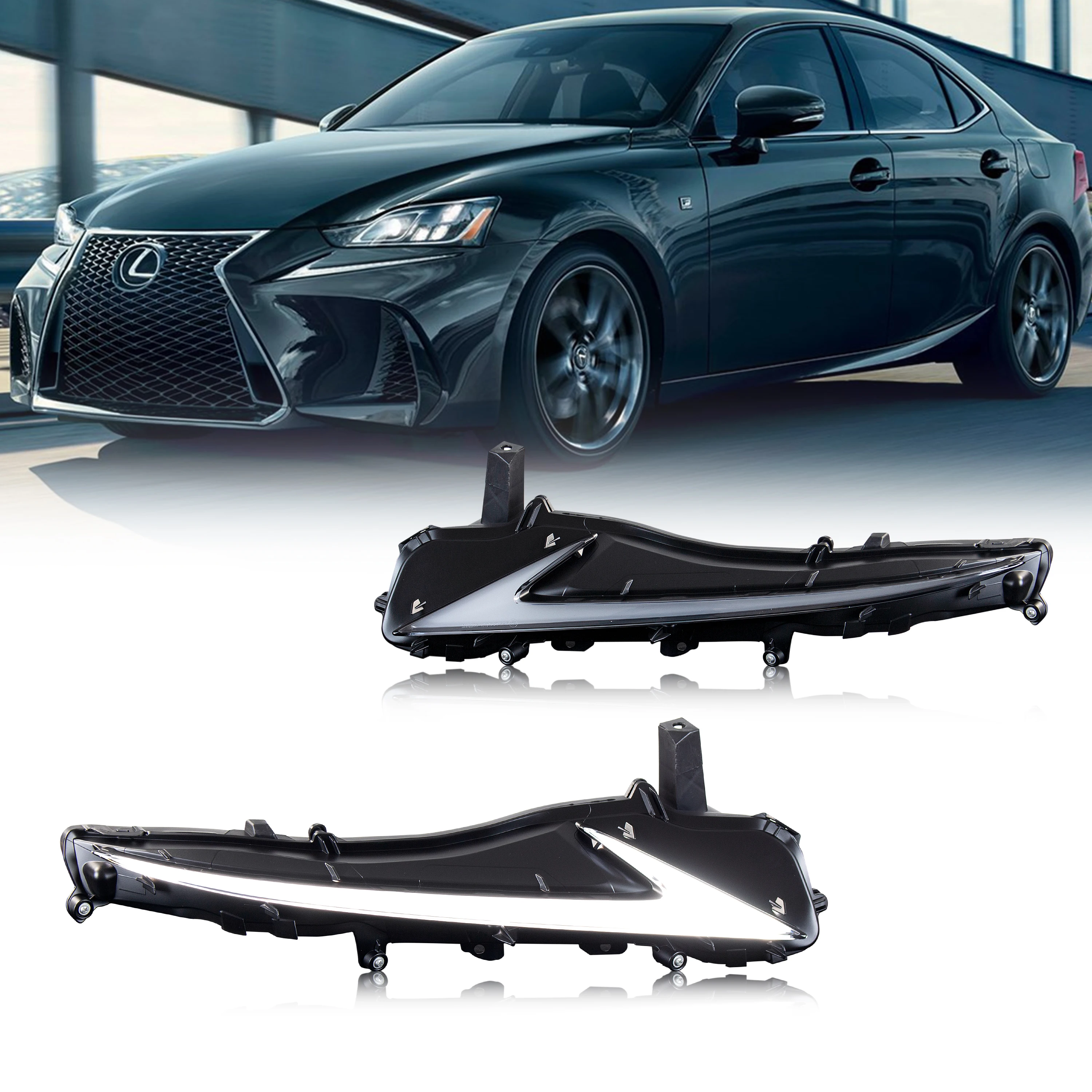 LED Daytime Running Lights for Lexus IS250 IS350 IS200t IS300 2014-2016 DRL Kit Lamp Assembly Replacement (Not Fit 2017-2020 IS)