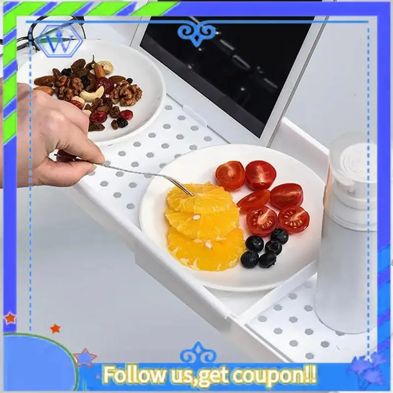 Easy To Use Bath Tub Tray Extendable Draining Bath Tray Space-Saving Household Bathtub Shelf Small Storage For Towels Glass