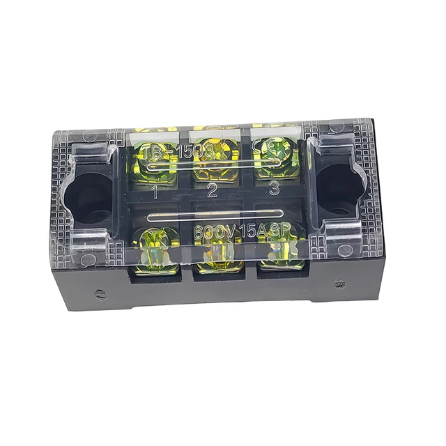 TB1503 Dual Row Thick Copper Screw Terminal Block Flame Retardant Grounding Wire Connector Strip 600V 15A Electrical Junction 2