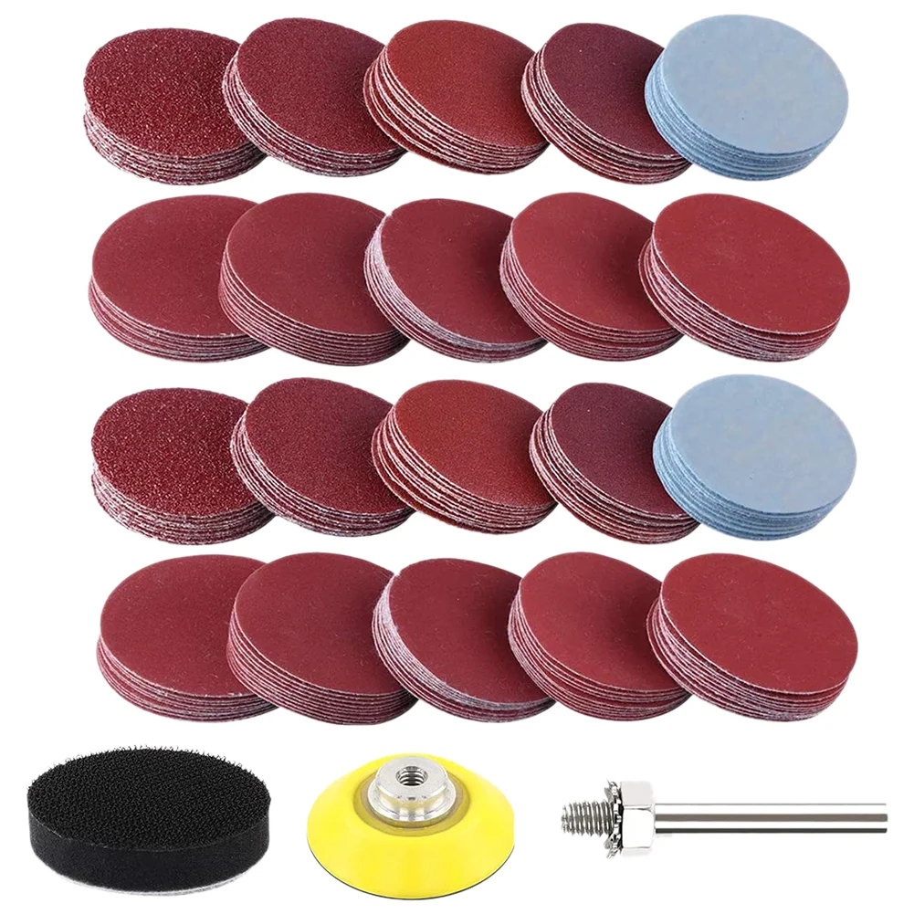 Sanding Discs Pad Kit 2 Inch 50mm Sandpaper 1/4 Inch Shank Sponge Cushions for Drill Grinder Precision Tools 200 Pack